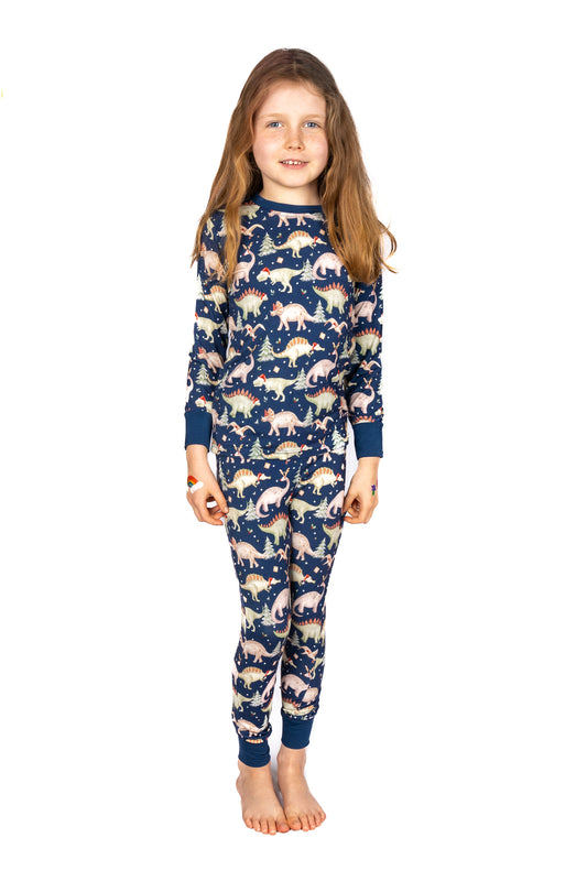 Christmas Dinos Long Sleeved Pajamas