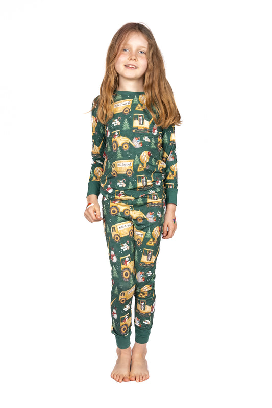 Christmas Construction Long Sleeved Pajamas