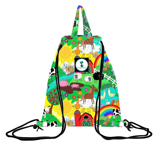 Rainbow Farm Drawstring Bag/Library Bag/Swimming Bag