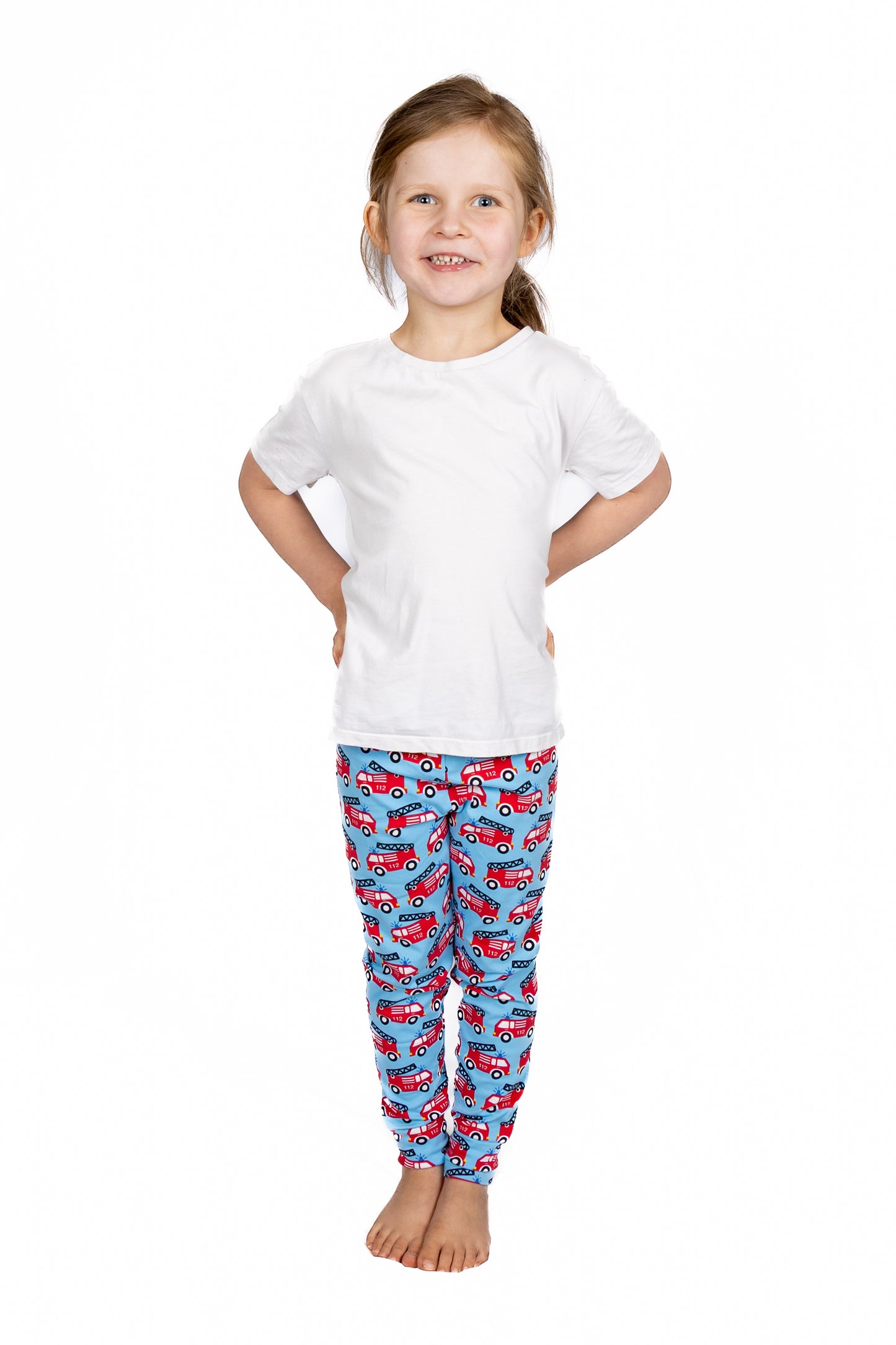 Kids Leggings - Blue Fire Trucks
