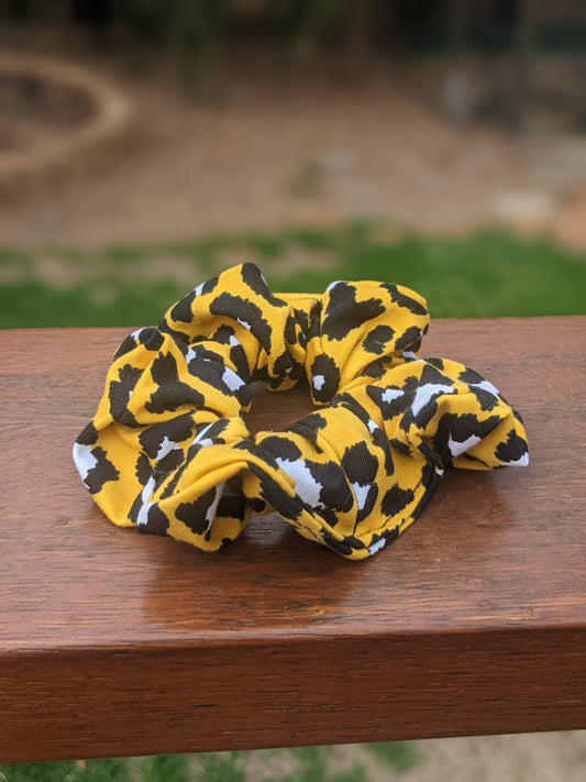 Australian made Scrunchie - (Yellow Leopard)