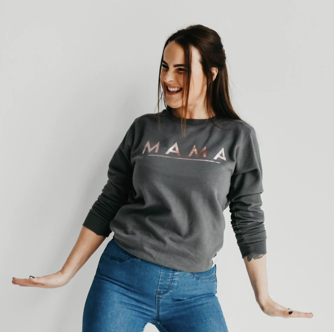 Mama Jumper | Charcoal & Rose Gold