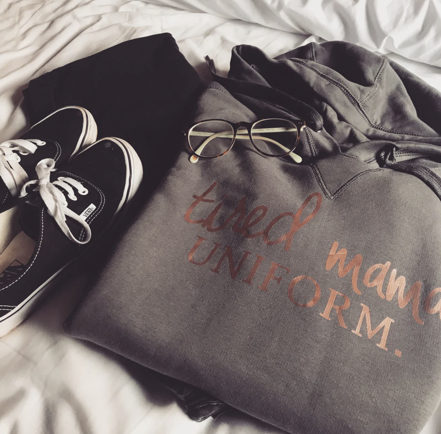 Tired Mama Uniform™ Hoodie | Charcoal & Rose Gold